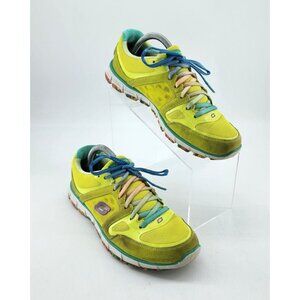 Sketchers Womens Lightweight Flex Lace Up Sneaker Shoes Bright Yellow 22600 Sz 8